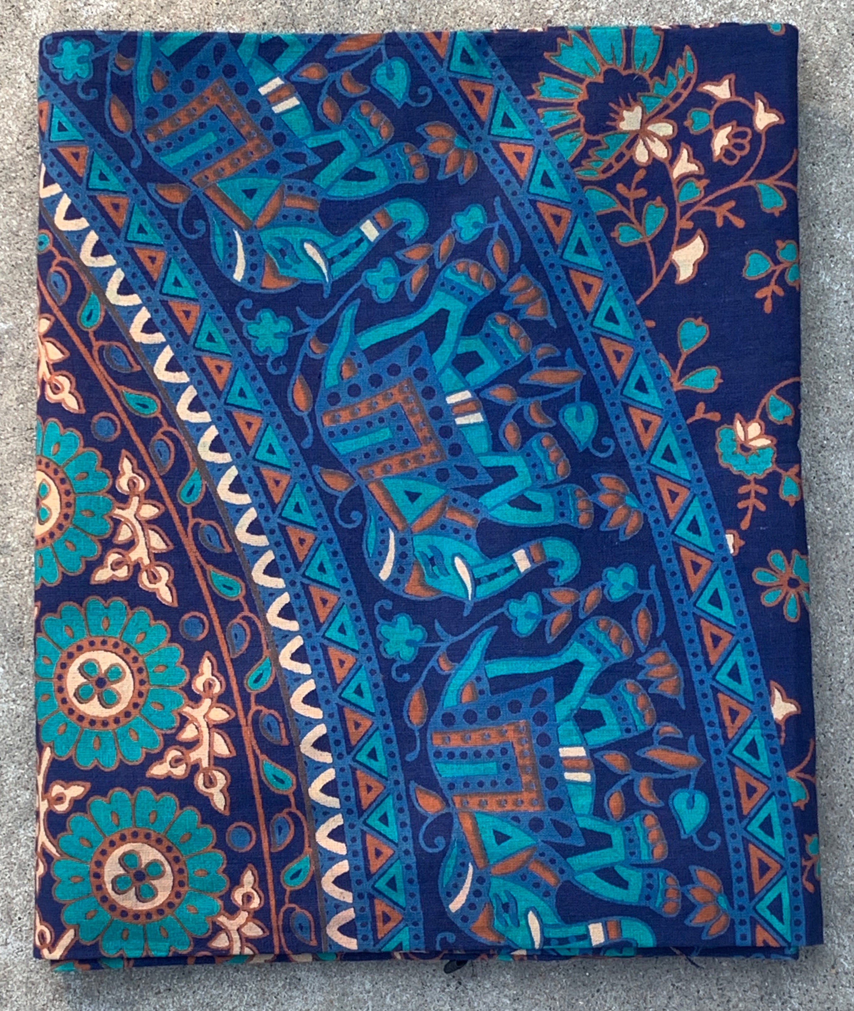 Elephants Mandala Tapestry Wall Decor Hanging 80”X50” Blue - DharmaObjects