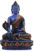 Tibetan Healing Medicine Buddha Statue Hand Painted Nepal 5” Tall - DharmaObjects