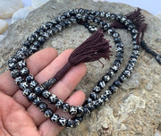 Tibetan Om Aum 108 Beads Bone Mala With Counter And Free Pouch