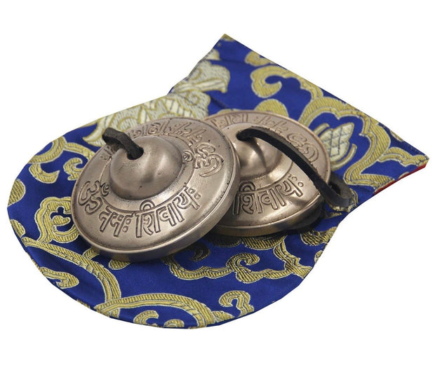 DharmaObjects Tibetan Premium Quality"Om Namah Shivaya " Tingsha Cymbals With Pouch