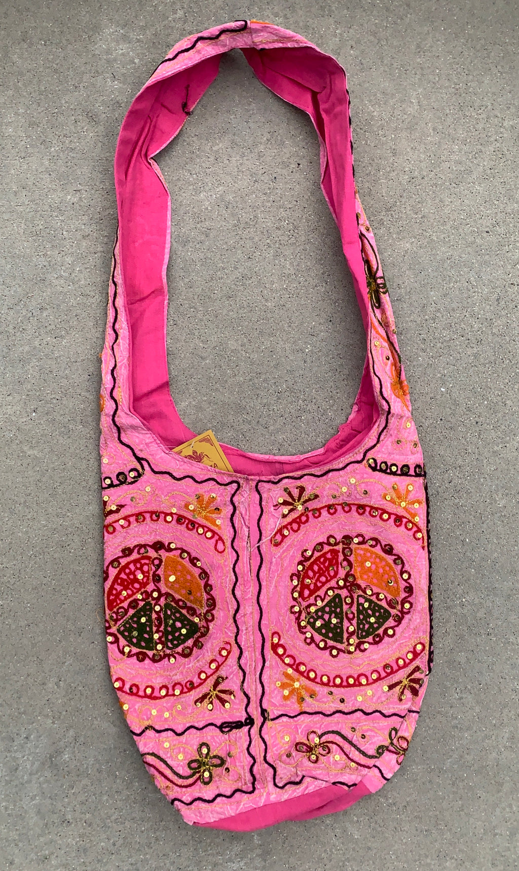 Hobo Hippie Bohemian Sling Crossbody Peace Sign Purse Bag - DharmaObjects