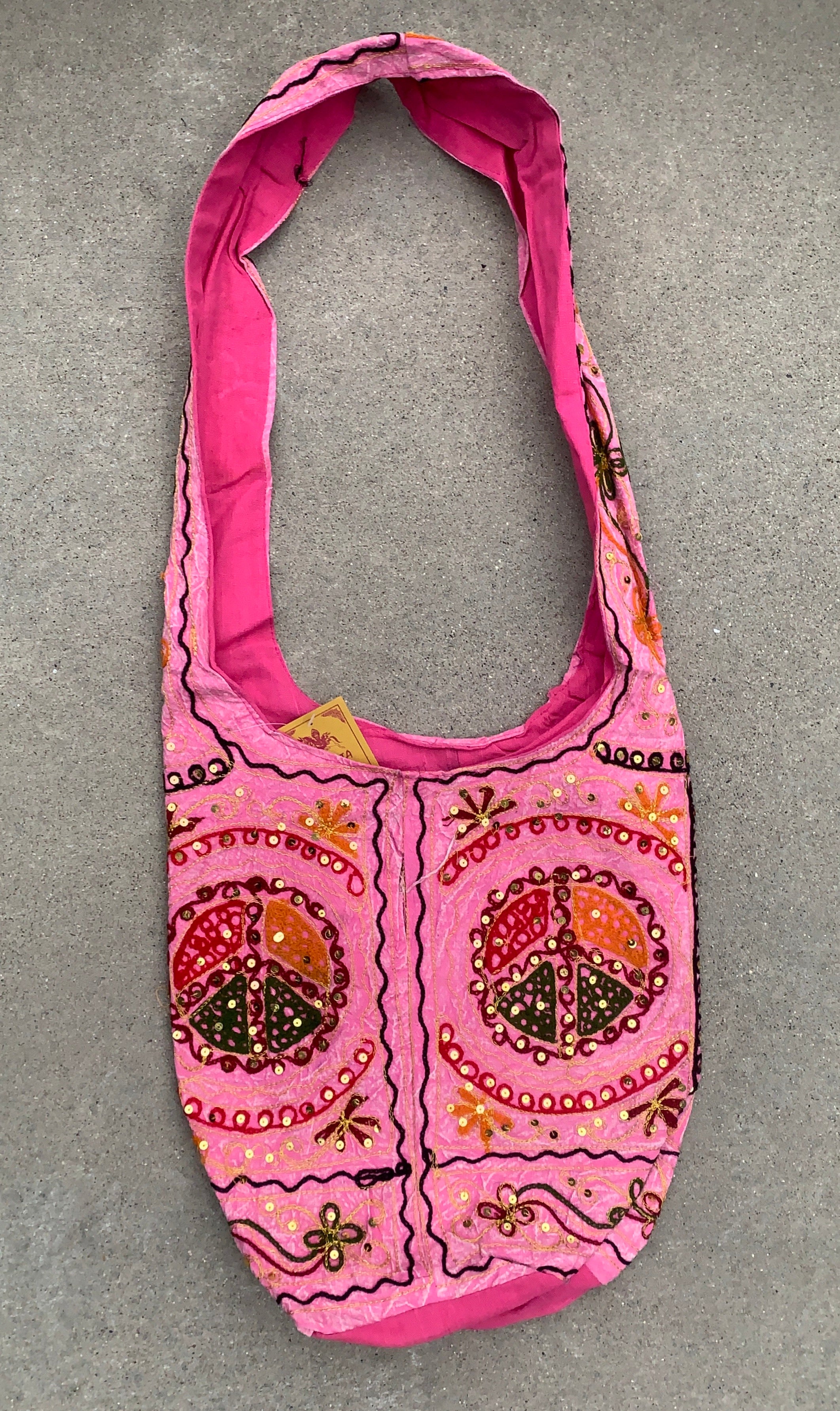 Hobo Hippie Bohemian Sling Crossbody Peace Sign Purse Bag - DharmaObjects
