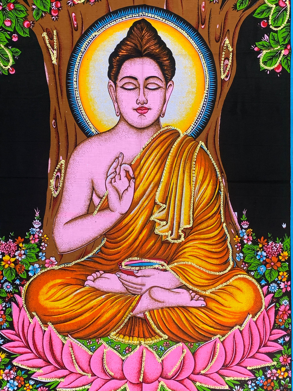 Lord Buddha Tapestry Wall Decor Hanging 30" X 43" - DharmaObjects