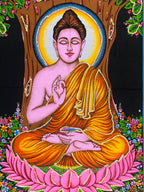 Lord Buddha Tapestry Wall Decor Hanging 30" X 43" - DharmaObjects