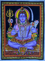 Meditating Shiva Yoga Fabric Tapestry Wall Hanging Decor 43" X 30"