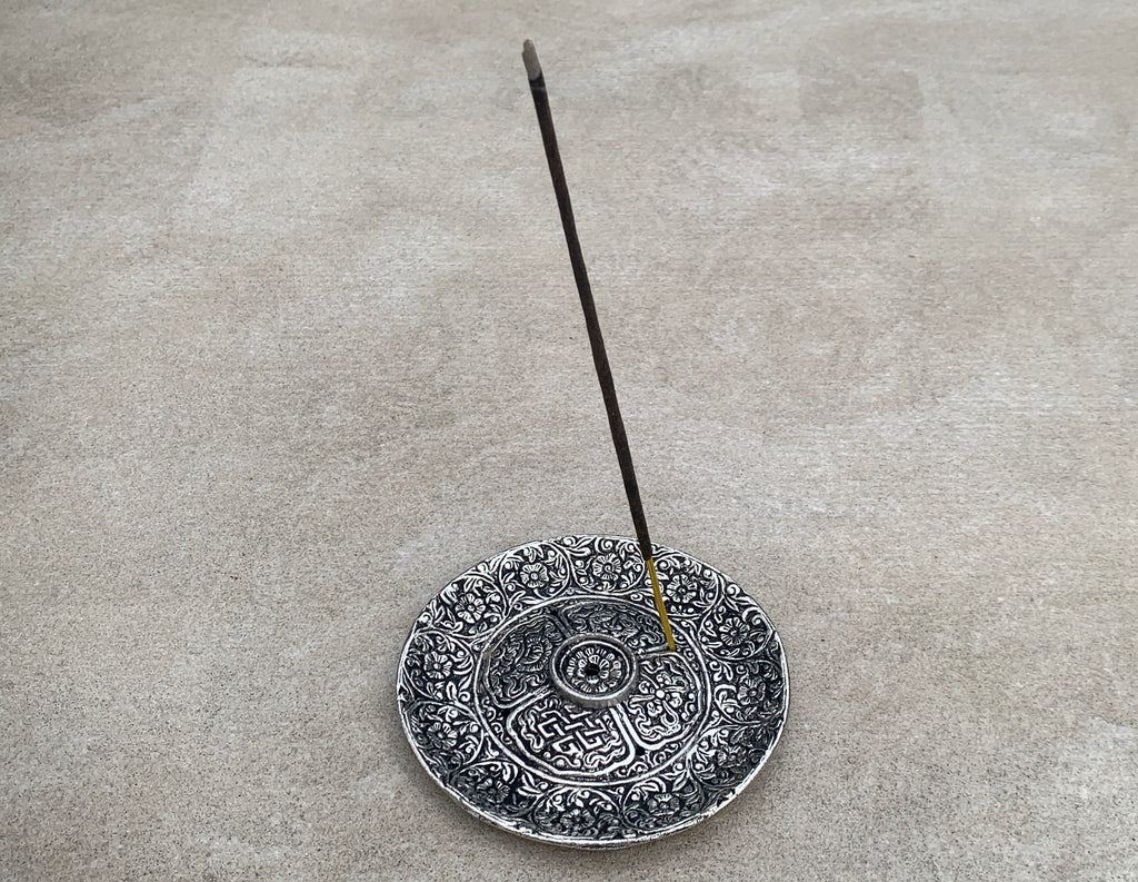 Premium Tibetan Plate Incense Burner Holder Made from Recycled Aluminum 3 in 1. - DharmaObjects
