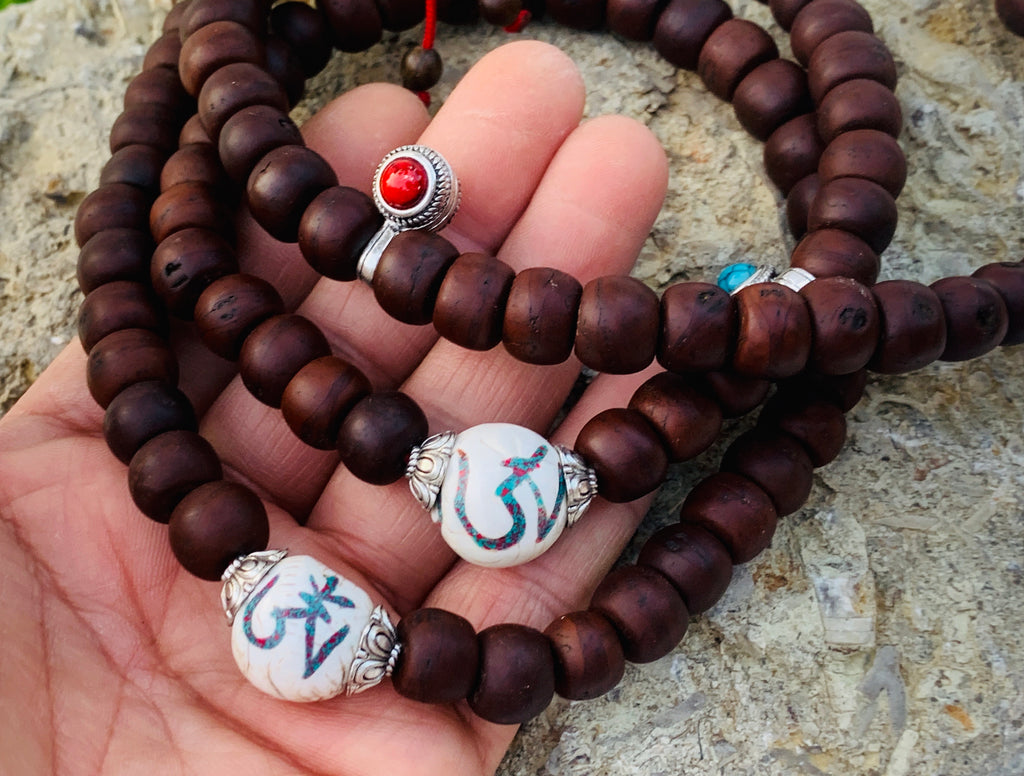 Natural Old Dark Bodhi Seed 108 Beads Prayer Mala - DharmaObjects