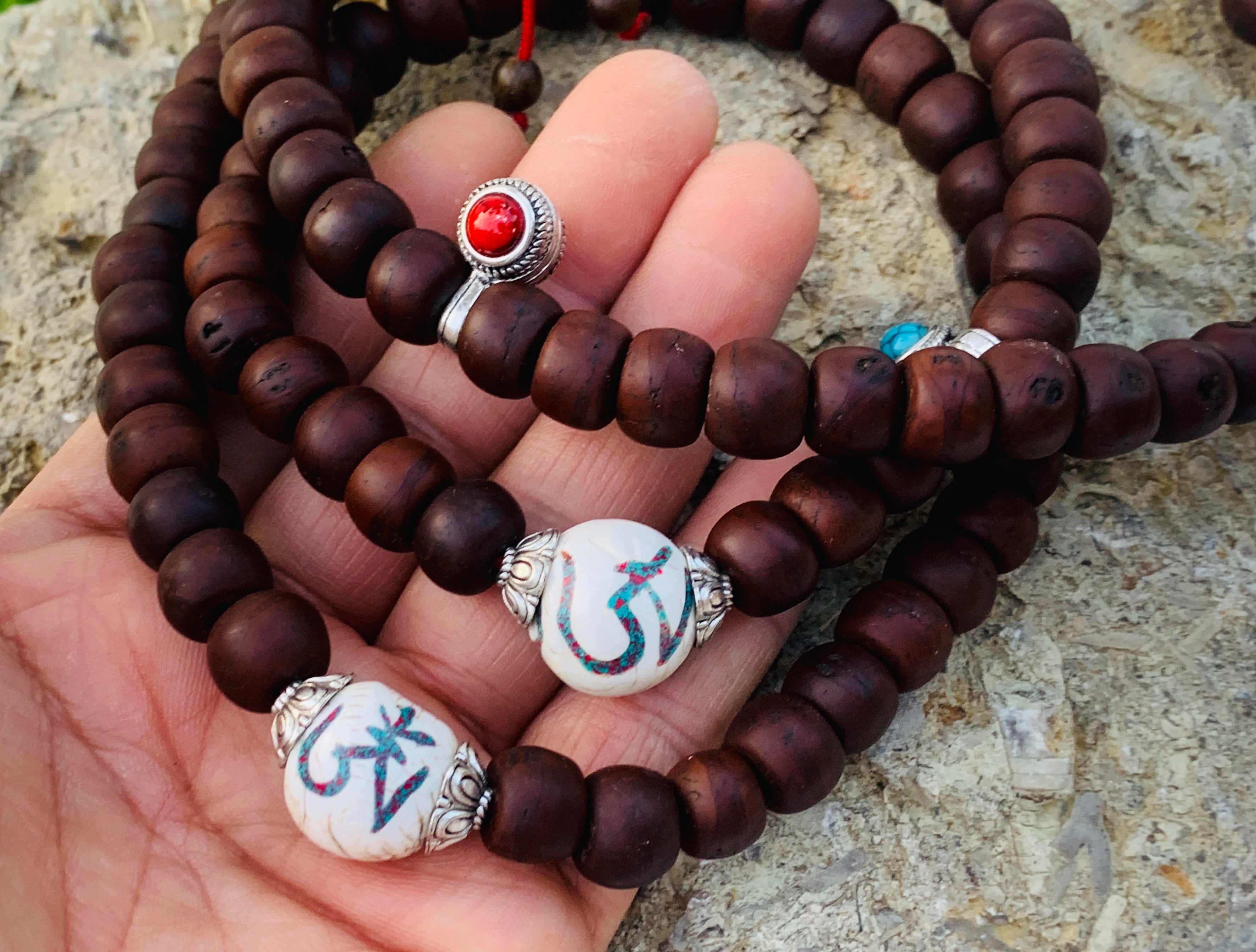 Natural Old Dark Bodhi Seed 108 Beads Prayer Mala - DharmaObjects