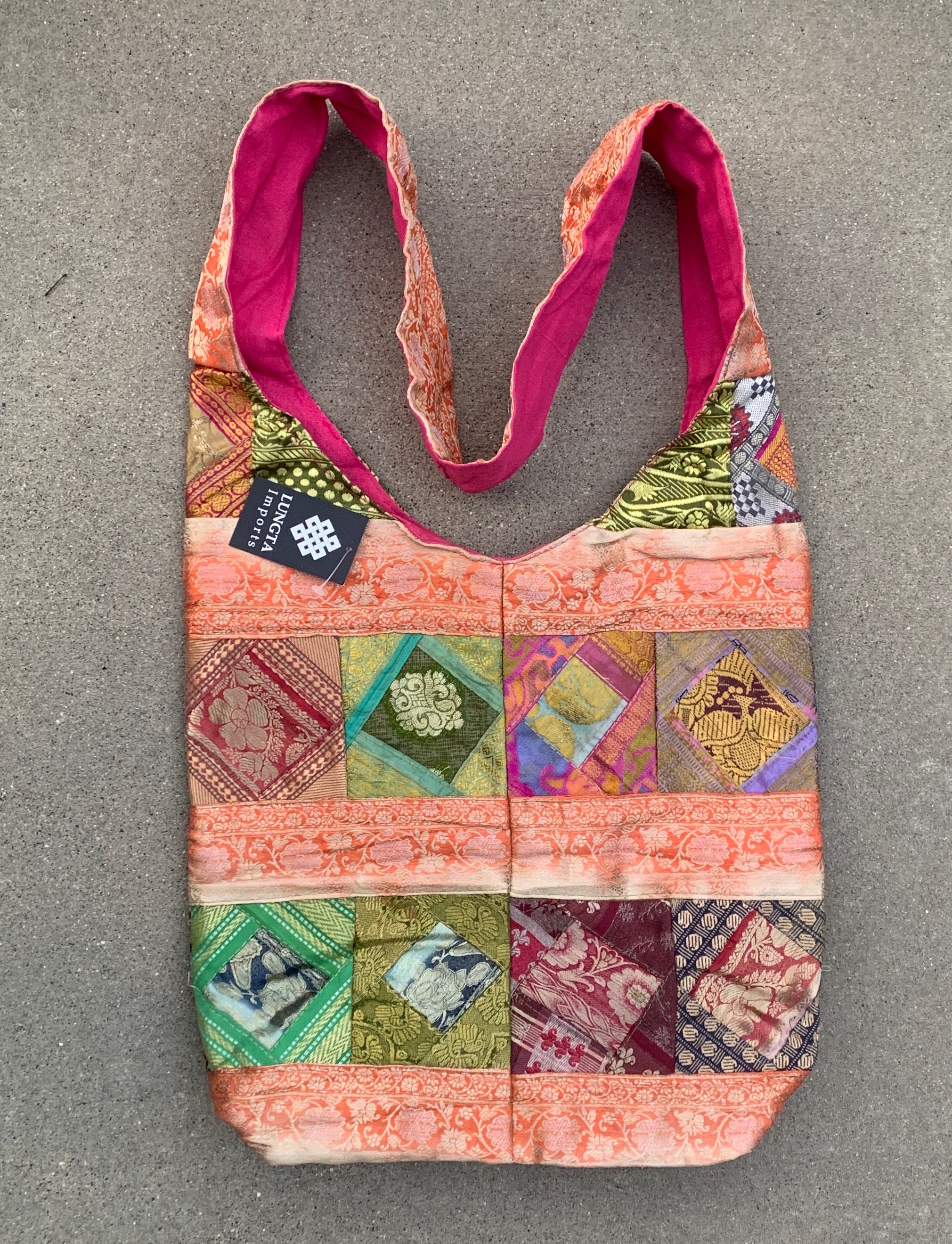 Recycled Sari Patchwork Hippie Hobo Crossbody Bag Purse - DharmaObjects