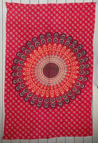 Lotus Mandala Tapestry Wall Decor Hanging  80”X50” Red - DharmaObjects