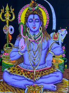 Meditating Shiva Yoga Fabric Tapestry Wall Hanging Decor 43" X 30" - DharmaObjects