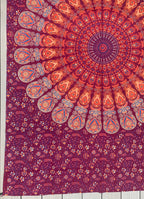 Lotus Mandala Tapestry Wall Hanging Decor 80”X50” Maroon - DharmaObjects