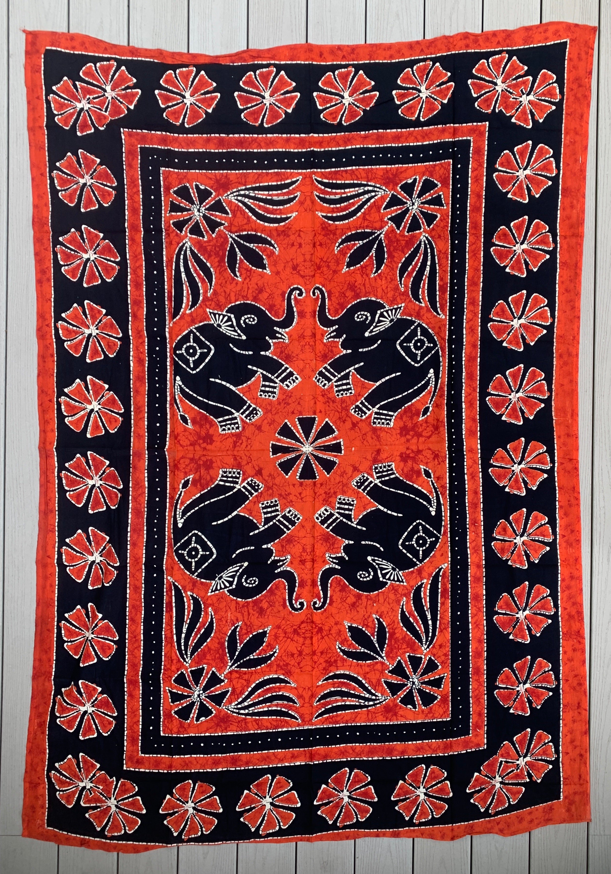 Indian Elephants Mandala Tapestry 80”X50” - DharmaObjects