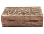 Hand Carved Jewelry Trinket Keepsake Wooden Storage Box Triple Moon - DharmaObjects