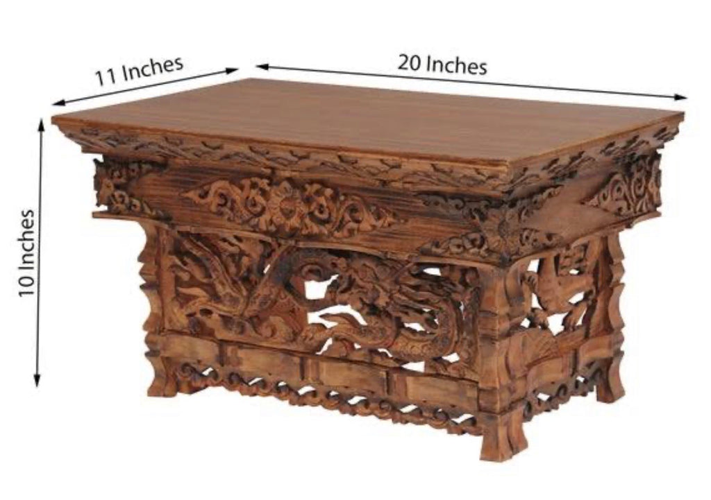 Solid Wood Hand Carved Tibetan Buddhist Prayer Shrine Altar Meditation Table - DharmaObjects