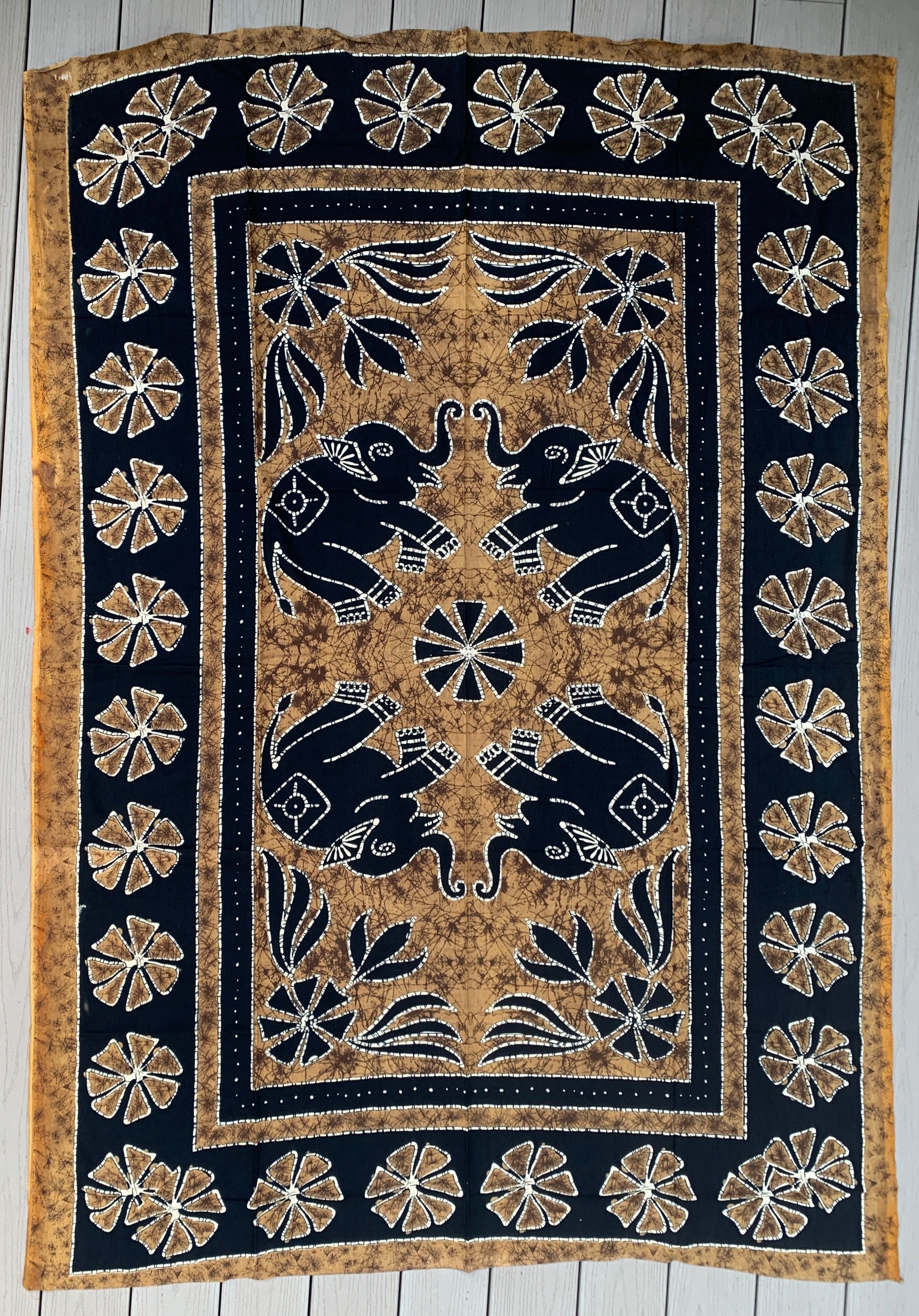 Indian Elephants Mandala Tapestry 80”X50” - DharmaObjects