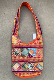 Recycled Sari Patchwork Hippie Hobo Crossbody Bag Purse