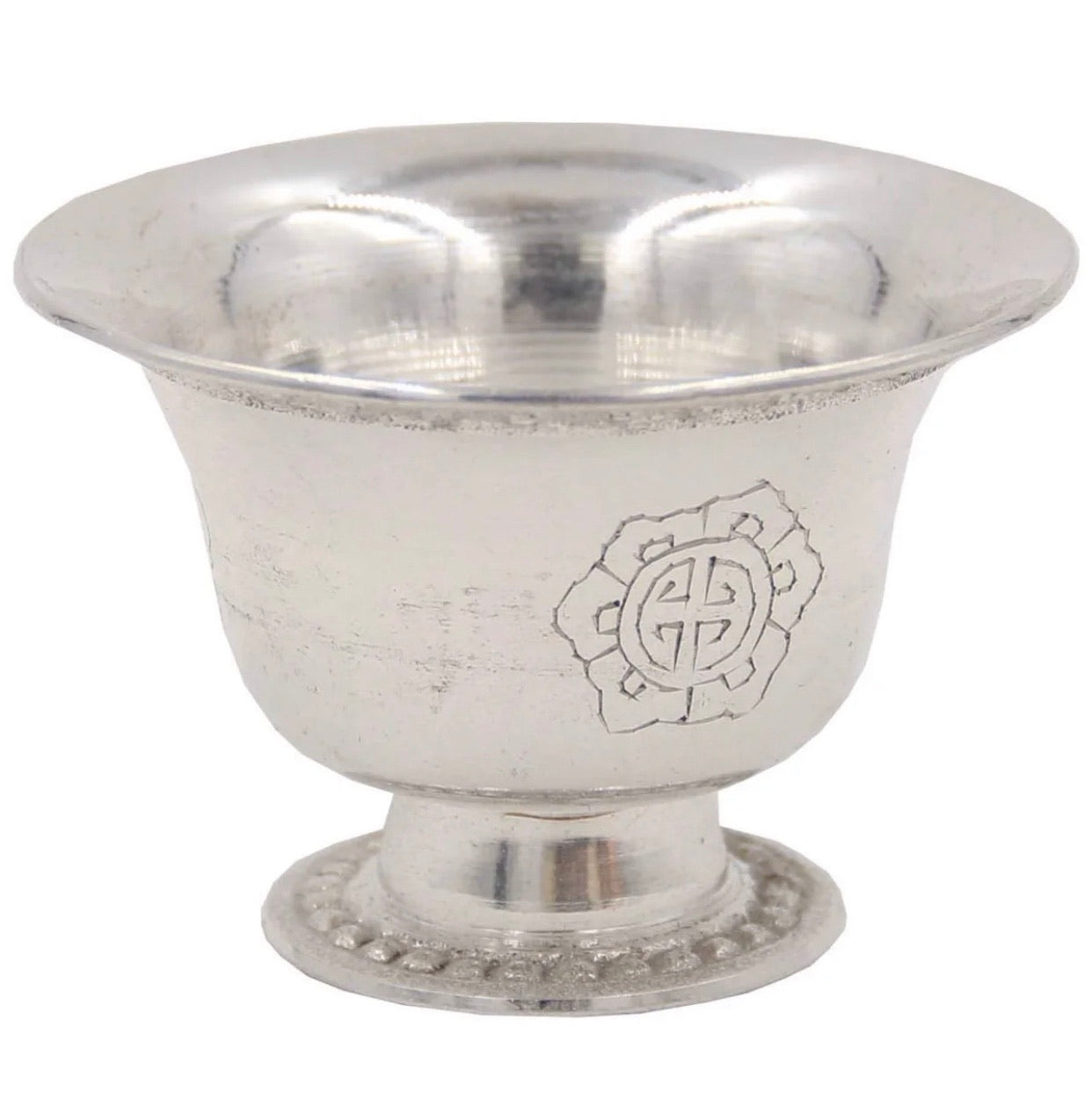 Tibetan Buddhist Silver Butter Lamp Tea Light Burner Smal - DharmaObjects