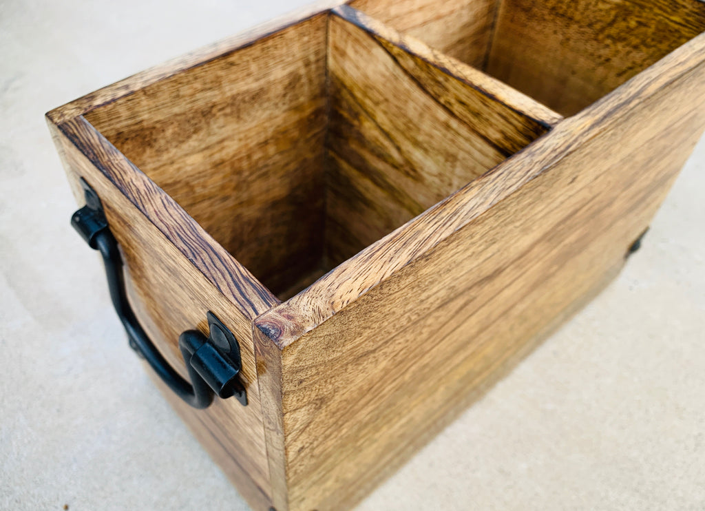 Rustic Country Style Wooden Utensil Cooking Tools Holder - DharmaObjects