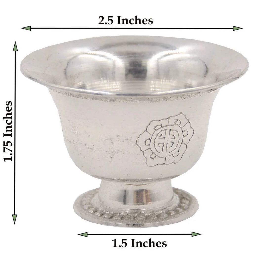 Tibetan Buddhist Silver Butter Lamp Tea Light Burner Smal - DharmaObjects