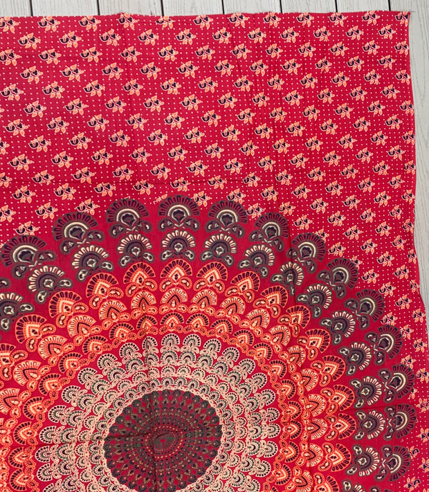 Lotus Mandala Tapestry Wall Decor Hanging  80”X50” Red