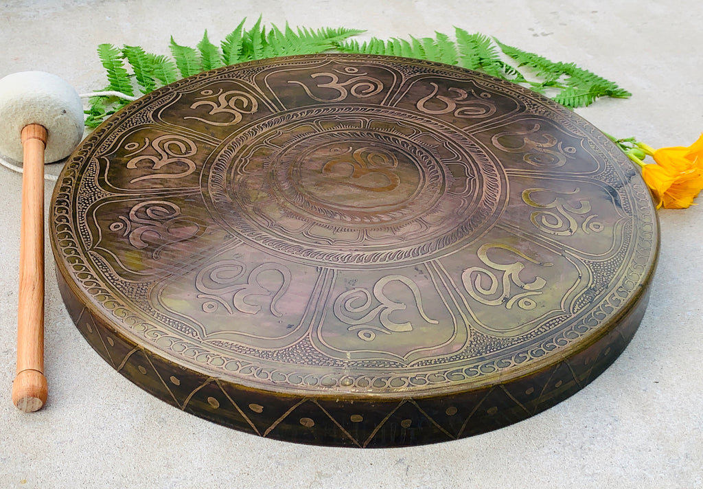 Tibetan Om Gong Diameter Handmade, Temple Gong Healing, Mindfulness Meditation - DharmaObjects