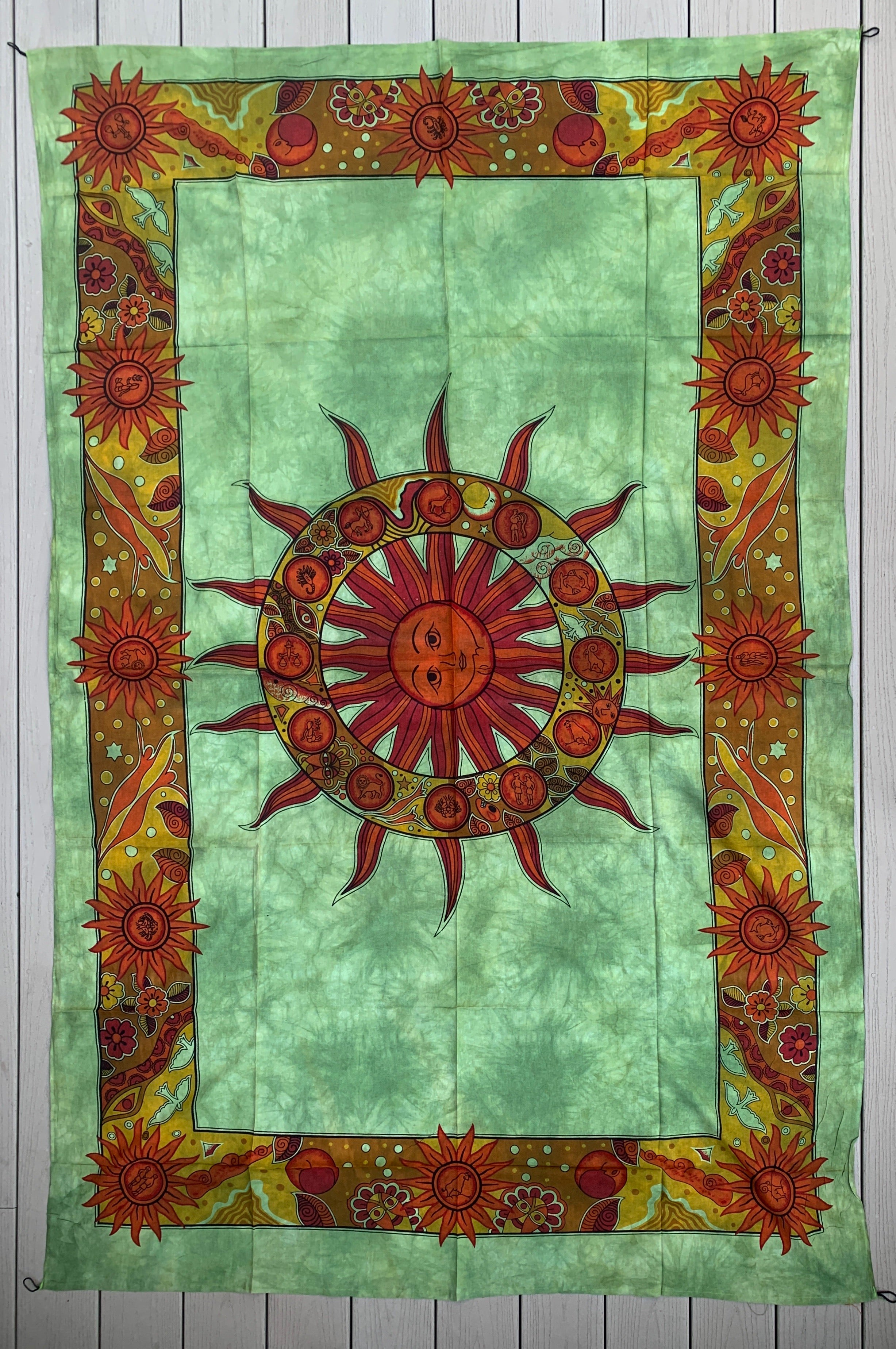 Sun Zodiac Tapestry Wall Decor Hanging 80”X50” - DharmaObjects