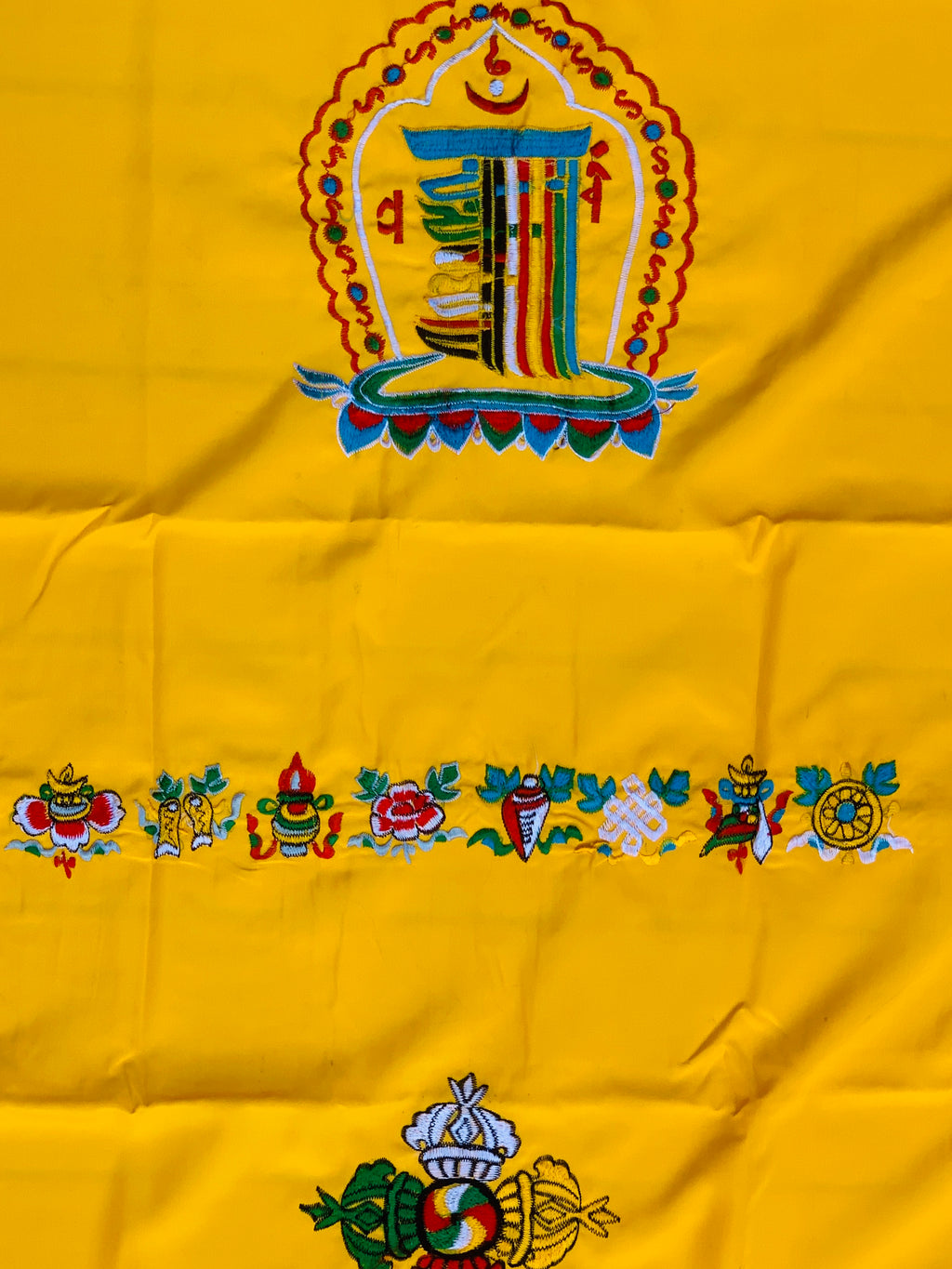 Tibetan Buddhist 8 Lucky Symbols Kalachakra Door Curtain wall hanging - DharmaObjects