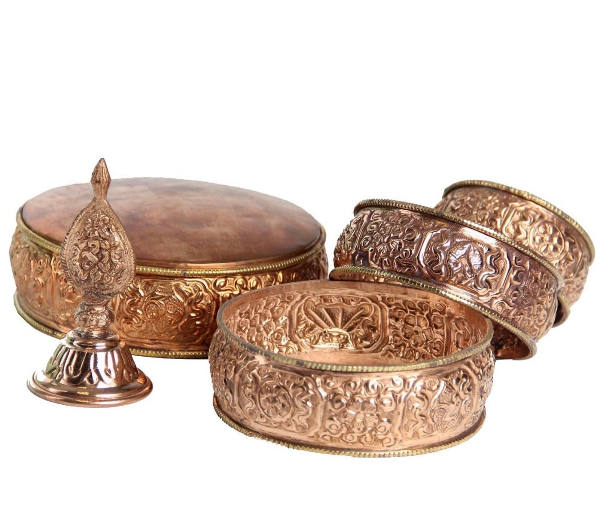 Tibetan Copper Offering Mandala Set 5.5" Diameter - DharmaObjects