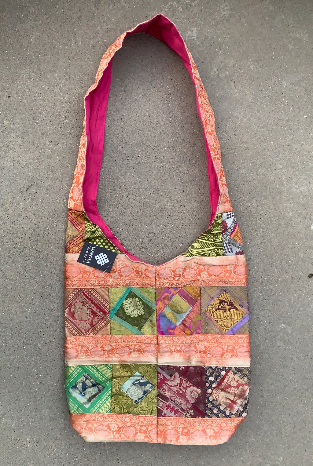 Recycled Sari Patchwork Hippie Hobo Crossbody Bag Purse - DharmaObjects