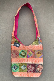 Recycled Sari Patchwork Hippie Hobo Crossbody Bag Purse