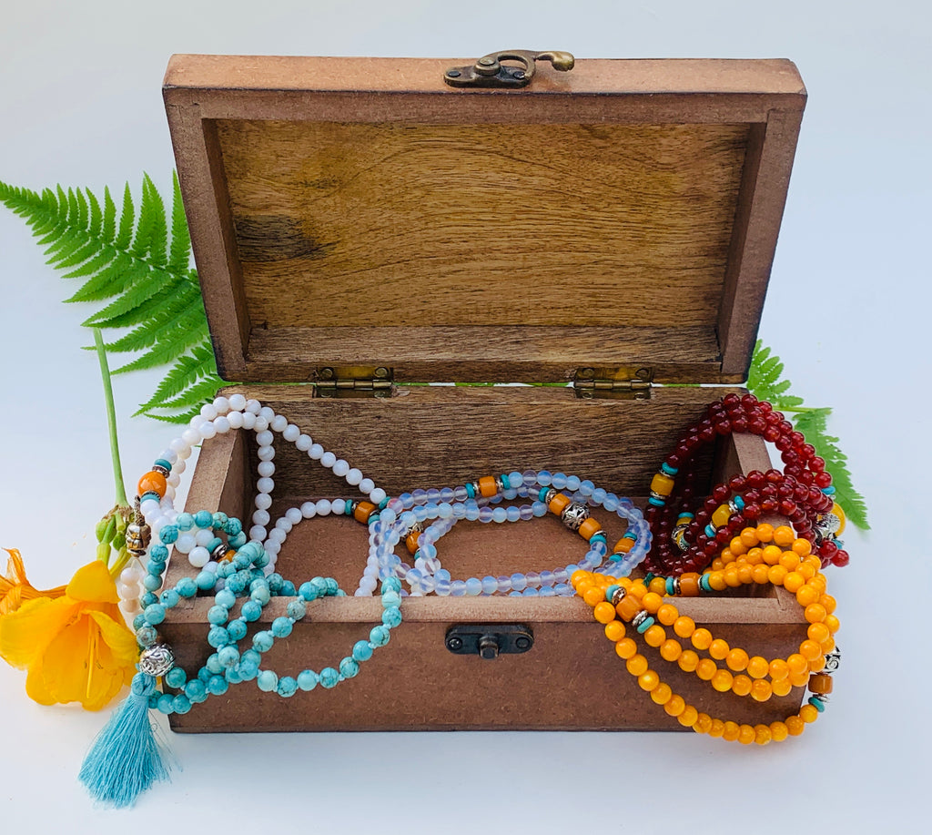 OM Hand Carved Jewelry Trinket Keepsake Wooden Storage Box With Lock - DharmaObjects