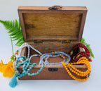 OM Hand Carved Jewelry Trinket Keepsake Wooden Storage Box With Lock - DharmaObjects