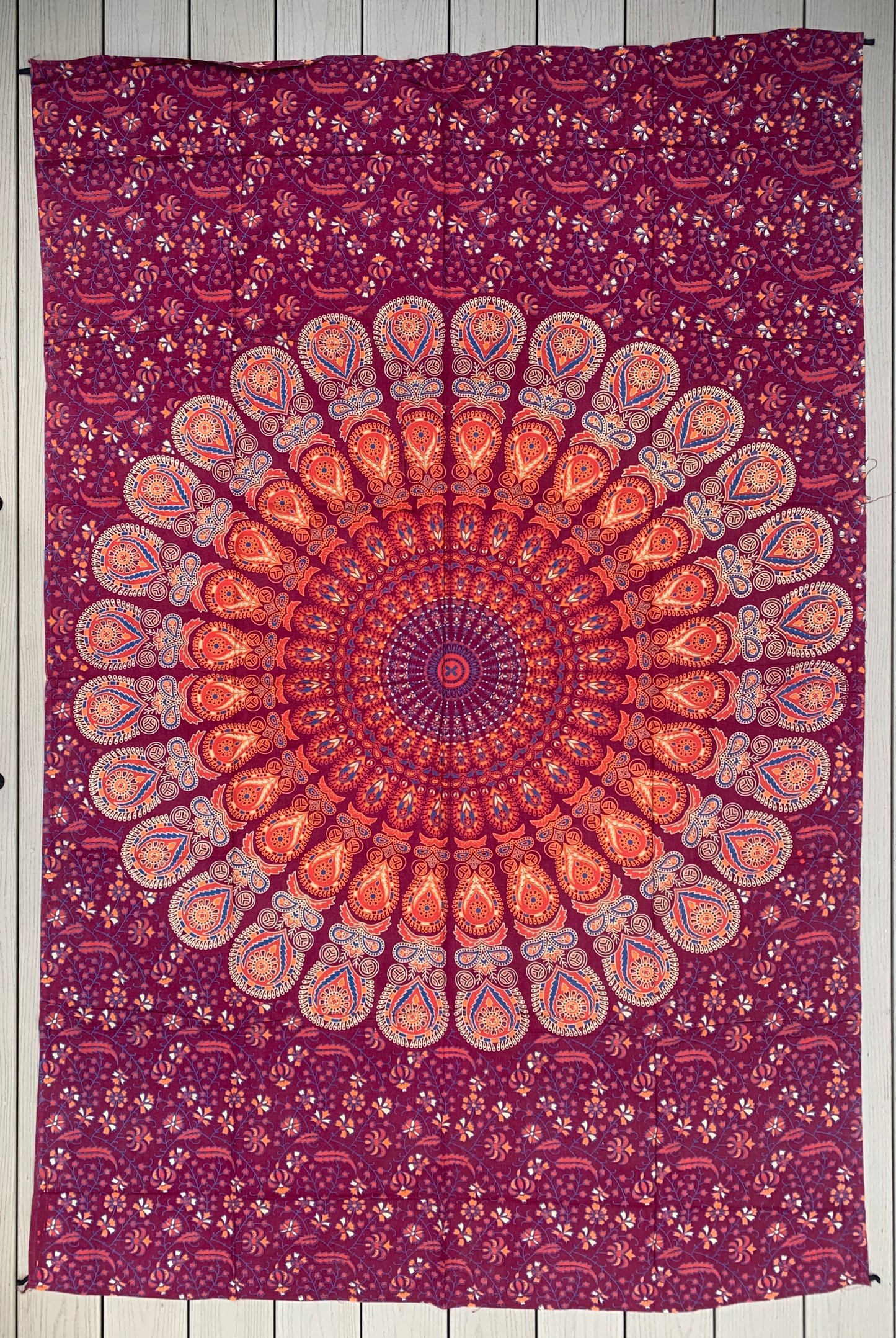 Lotus Mandala Tapestry Wall Hanging Decor 80”X50” Maroon