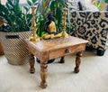 Large Solid Mango Wood Hand Carved Prayer Puja Shrine Altar Meditation Table - DharmaObjects
