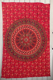 Elephants Mandala Tapestry Wall Decor Hanging 80”X50” Red