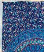 Elephants Mandala Tapestry Wall Decor Hanging 80”X50” Blue - DharmaObjects