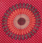 Lotus Mandala Tapestry Wall Decor Hanging  80”X50” Red - DharmaObjects
