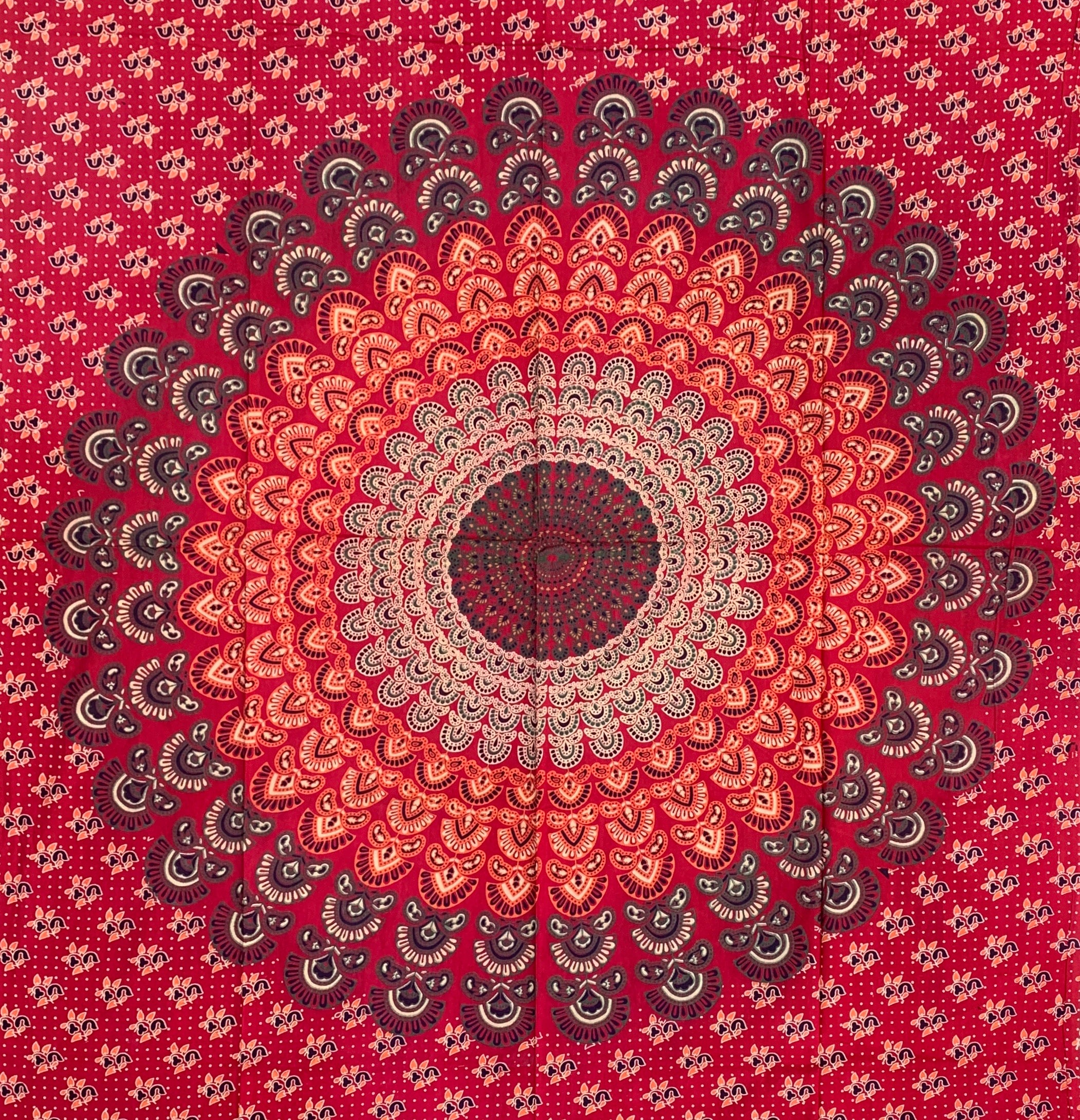 Lotus Mandala Tapestry Wall Decor Hanging  80”X50” Red - DharmaObjects