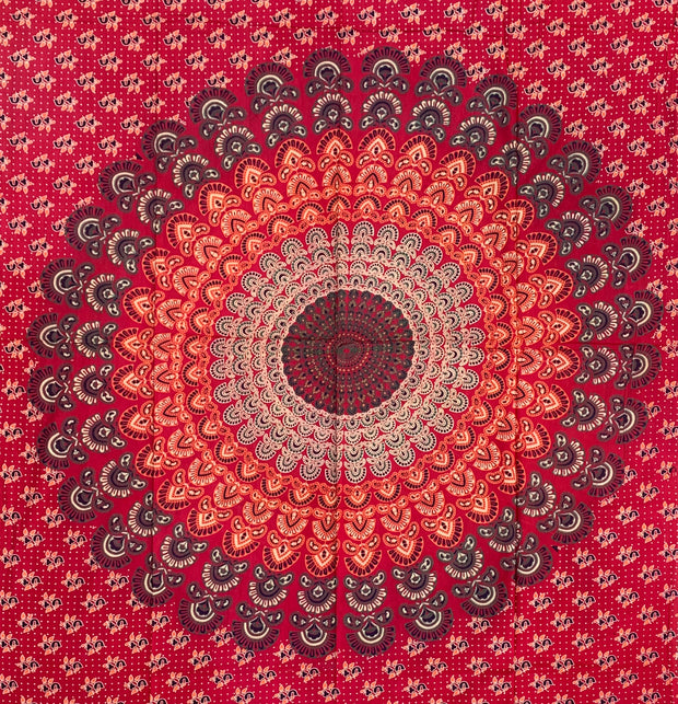 Lotus Mandala Tapestry Wall Decor Hanging  80”X50” Red