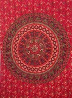 Elephants Mandala Tapestry Wall Decor Hanging 80”X50” Red - DharmaObjects