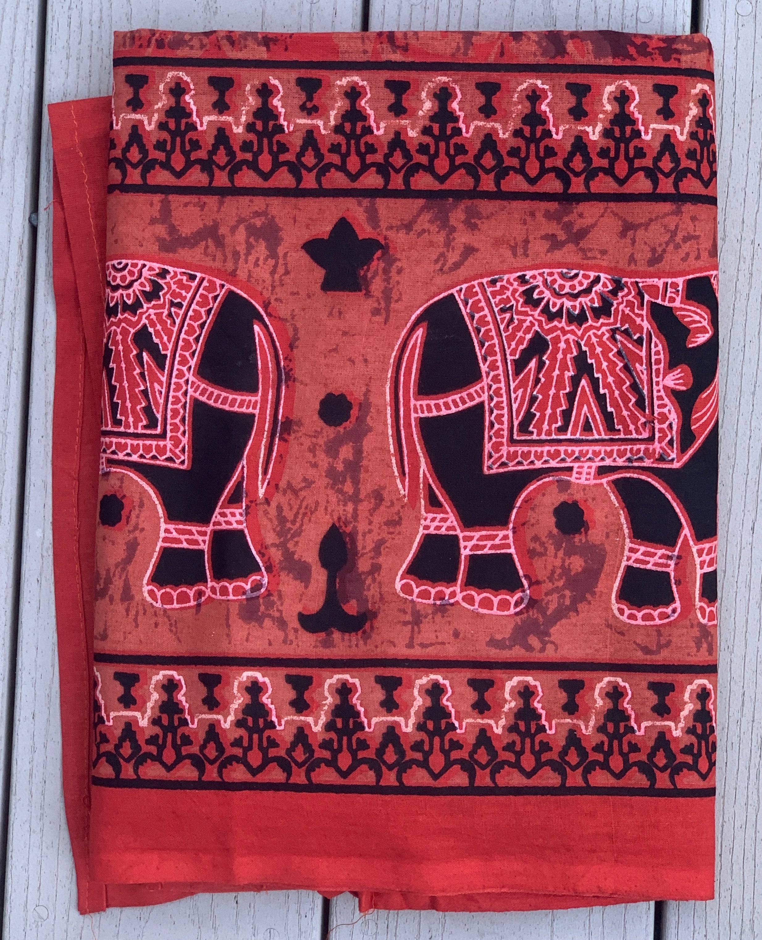 Elephant Mandala Tapestry 80”X50” Red - DharmaObjects