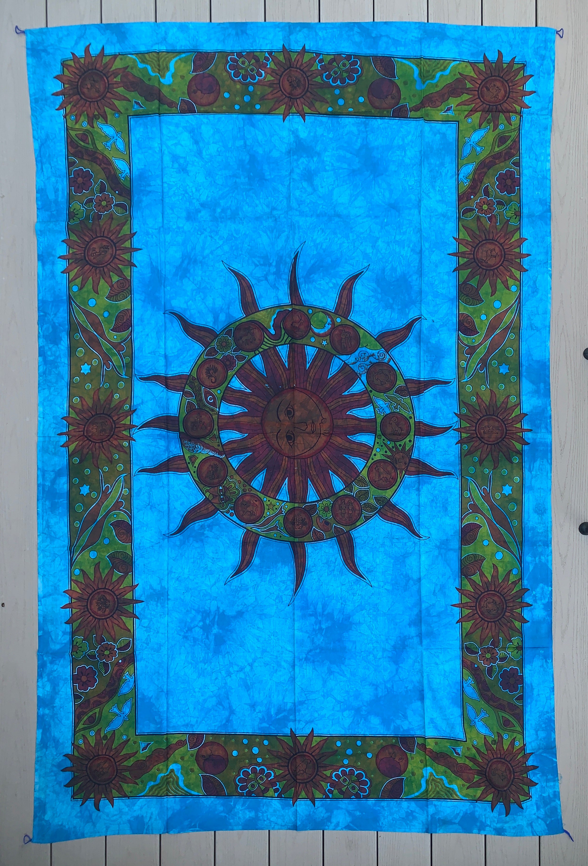 Sun Zodiac Tapestry Wall Decor Hanging 80”X50” - DharmaObjects