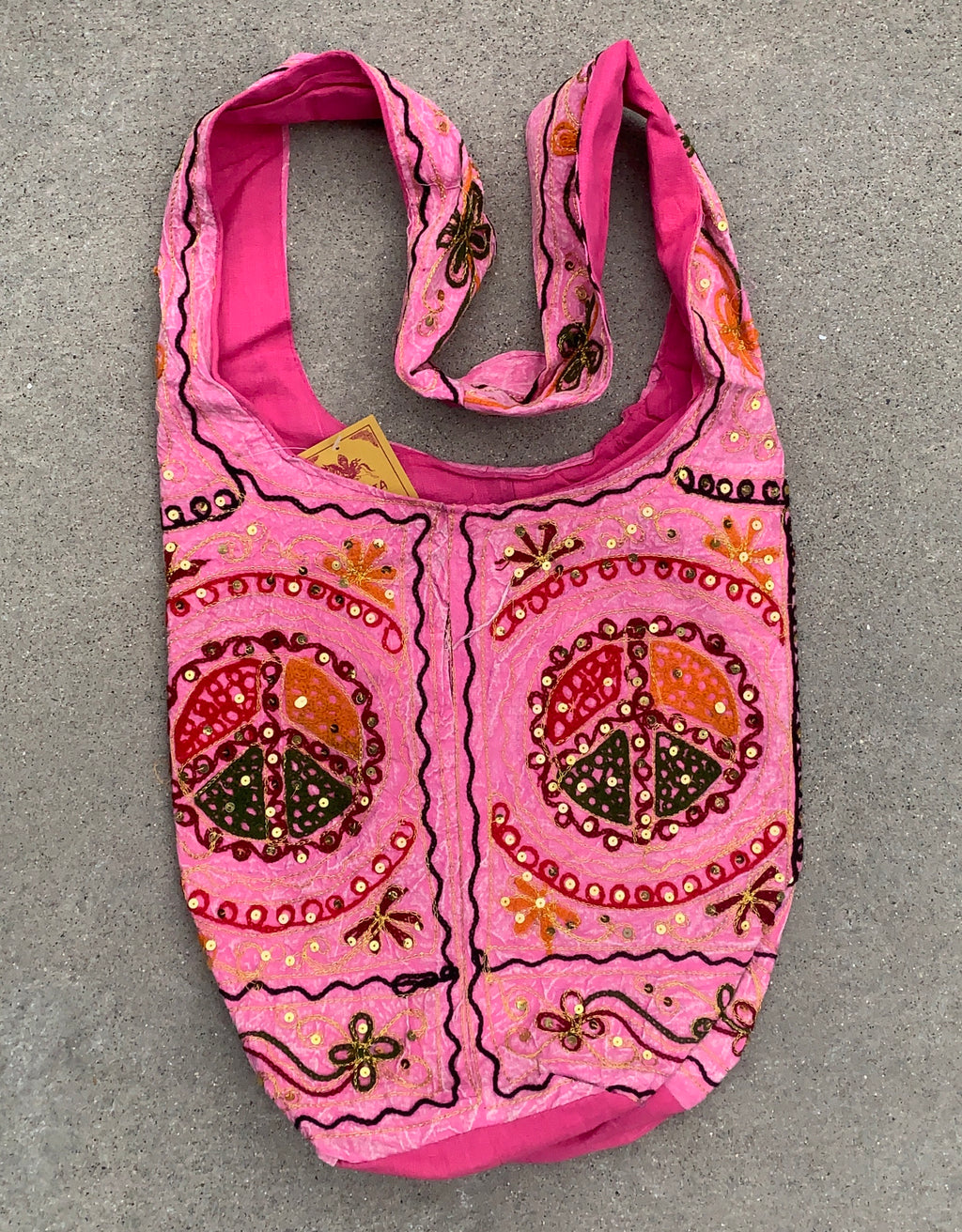 Hobo Hippie Bohemian Sling Crossbody Peace Sign Purse Bag - DharmaObjects