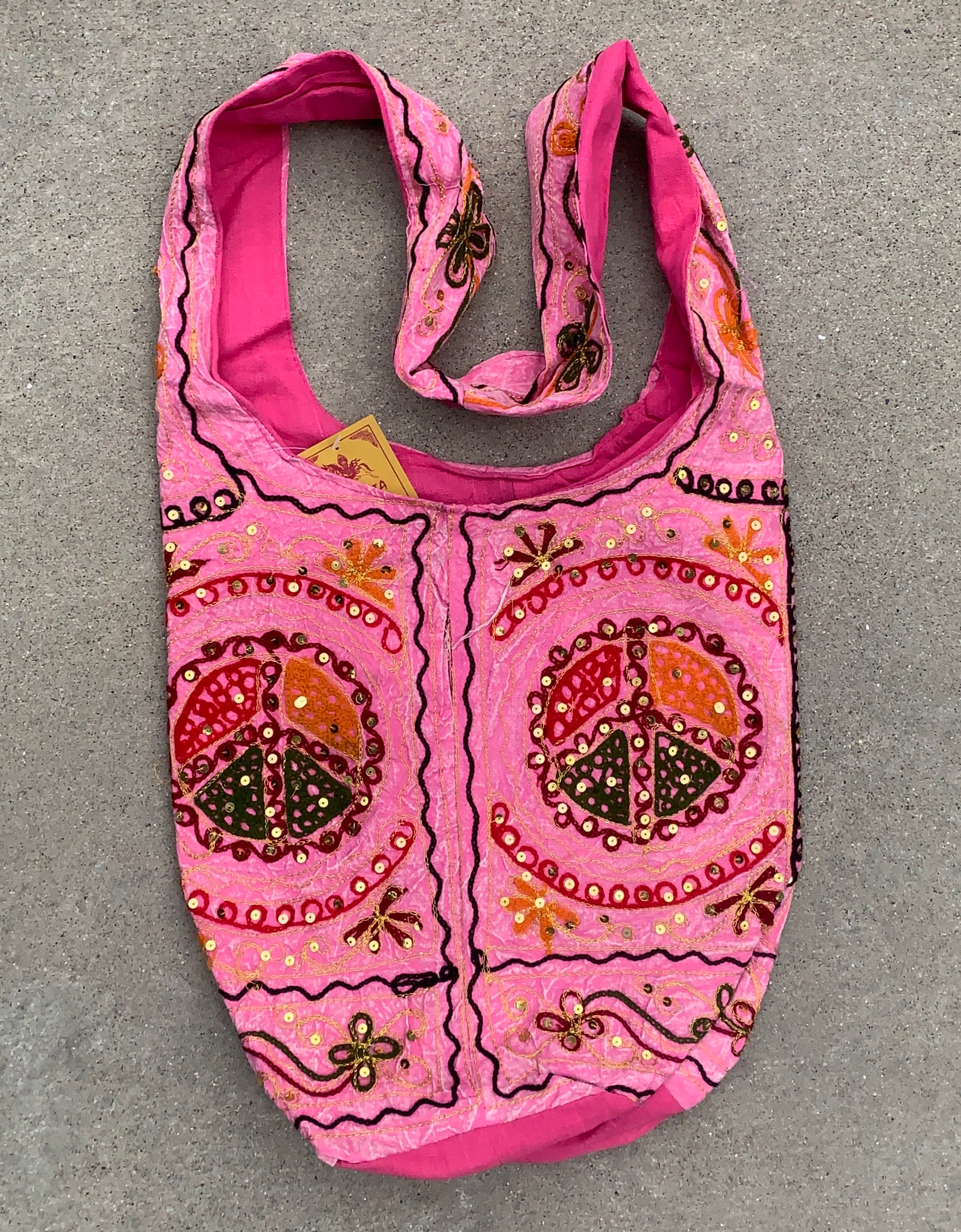 Hobo Hippie Bohemian Sling Crossbody Peace Sign Purse Bag - DharmaObjects