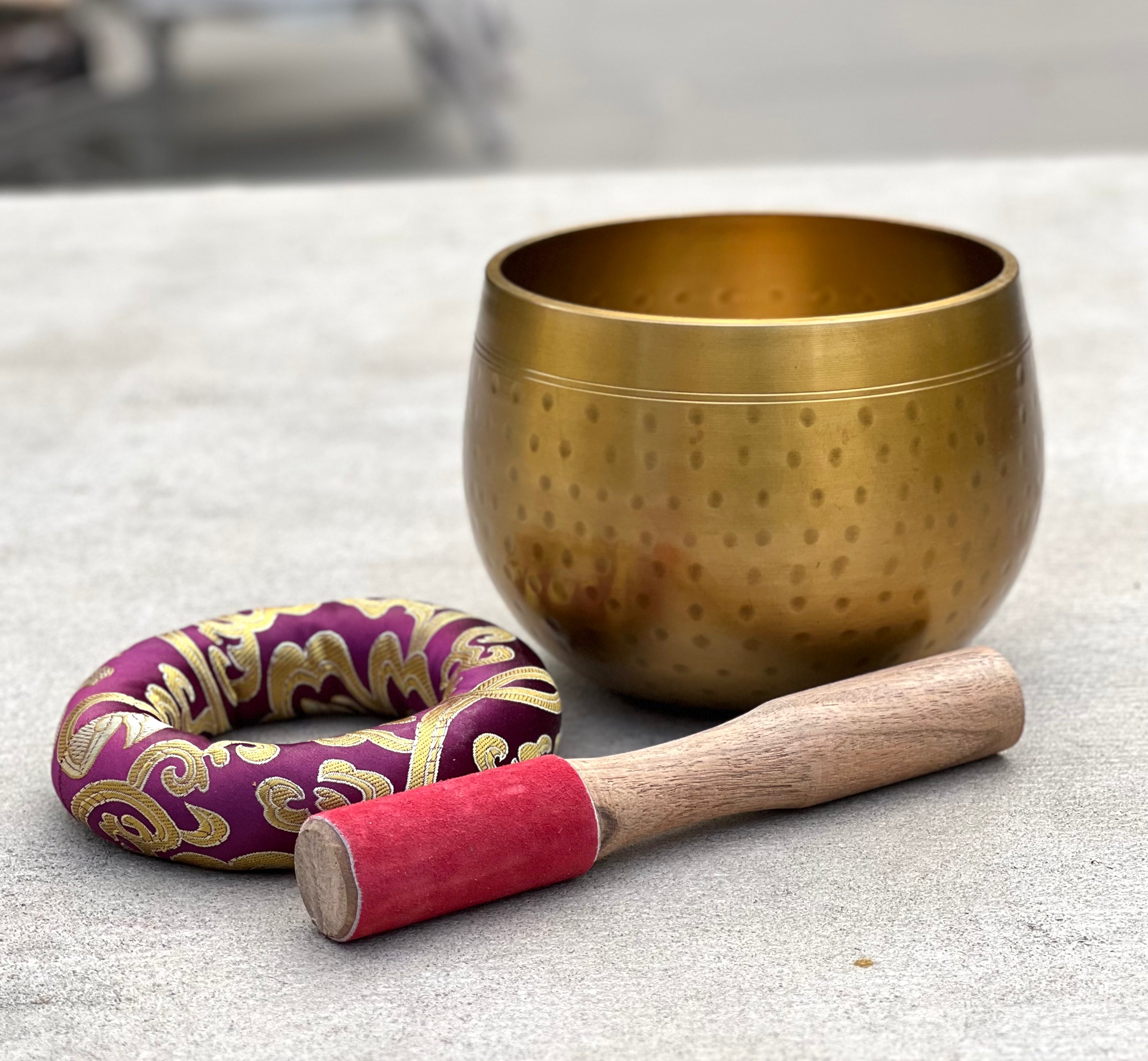 Tibetan 5.5" Pro Deep Meditation Singing Bowl Complete Set ~ Yoga, Mindfulness, Spiritual & Chakra Healing ~ - DharmaObjects