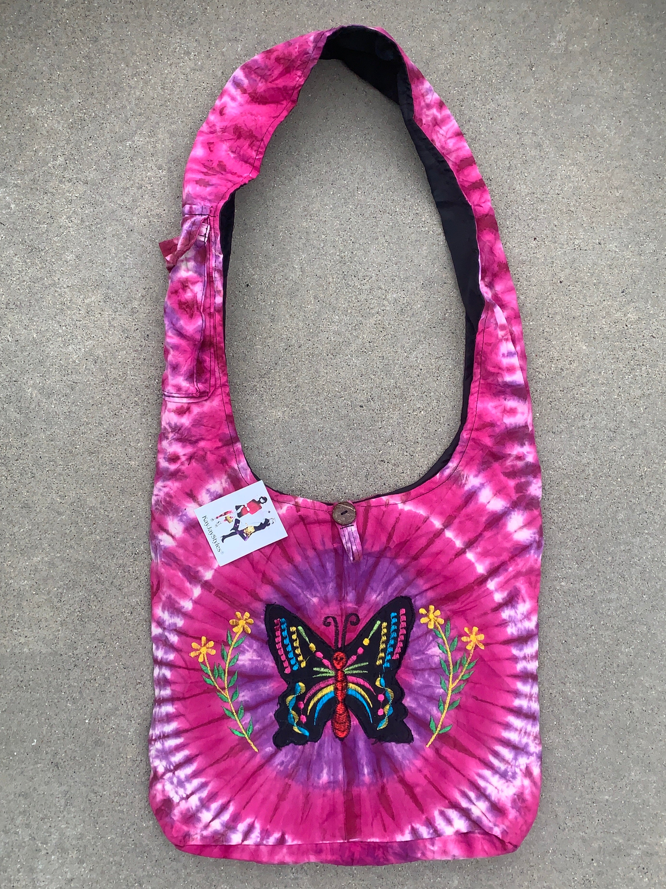 Tie Dye Hippie Hobo Crossbody Butterfly  Bag Purse Nepal - DharmaObjects