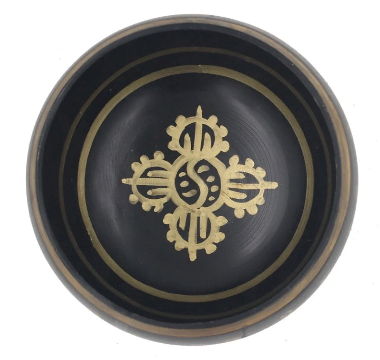 Tibetan Extra Large Heavy Meditation Om Mani Padme Hum Singing Bowl With Mallet and Silk Cushion - DharmaObjects