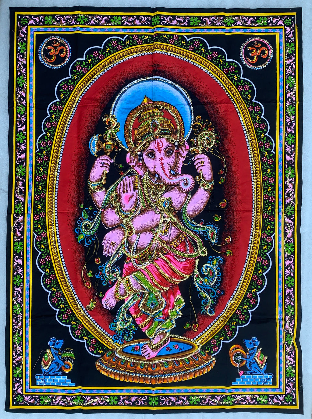Dancing Ganesh Yoga Tapestry Wall Hanging Decor 30" X 43" - DharmaObjects