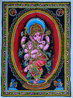Dancing Ganesh Yoga Tapestry Wall Hanging Decor 30" X 43" - DharmaObjects